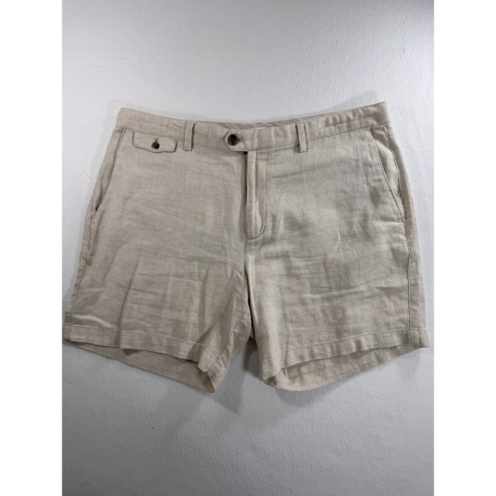Banana Republic Mens Shorts 36 (Fits 38) Linen Blend Beige Chino Golf Preppy